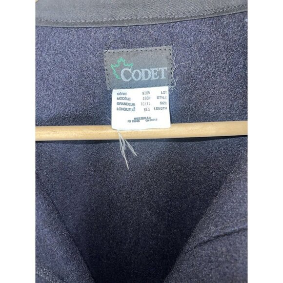 VTG Codet Canada Navy Blue Heavy Wool Button Shirt Jacket Camp Mackinaw XL H - Picture 3 of 8